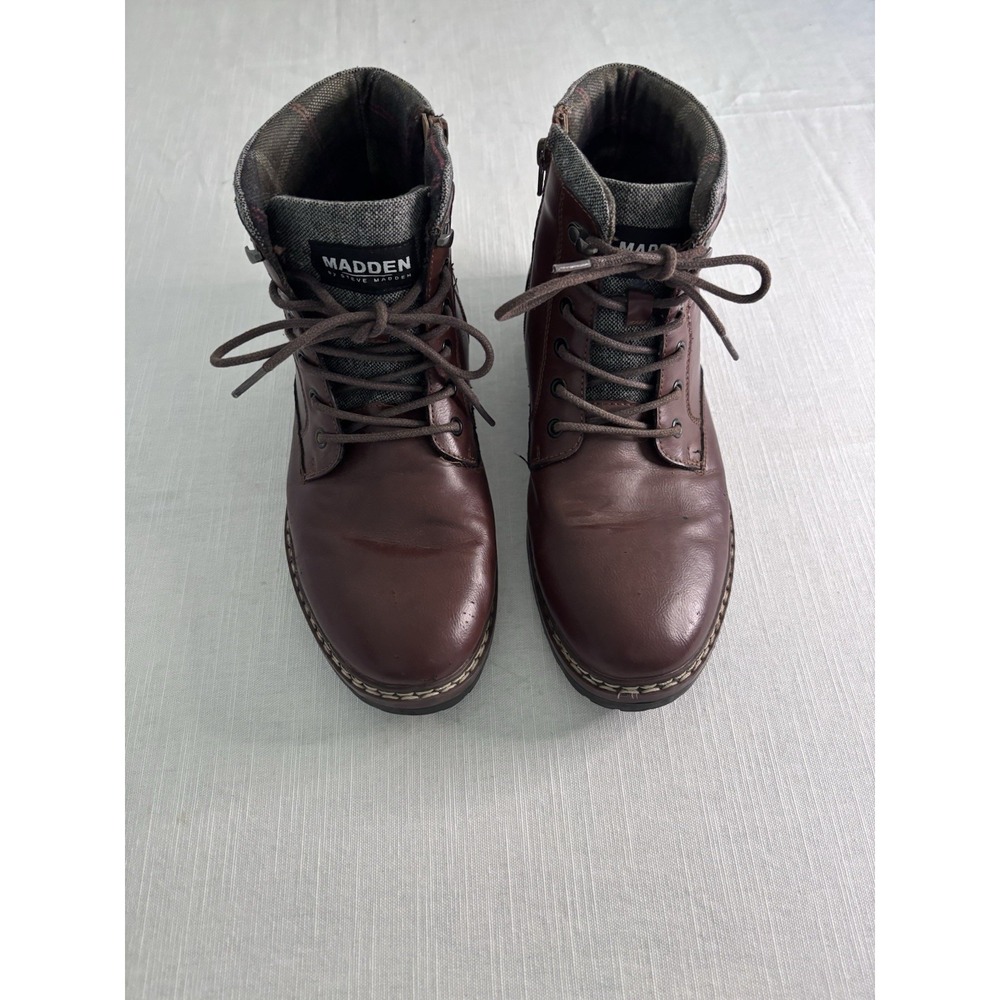 Madden by Steve Madden Men's Teeter Brown Boots Size - 11.5 Zip Lace-Up